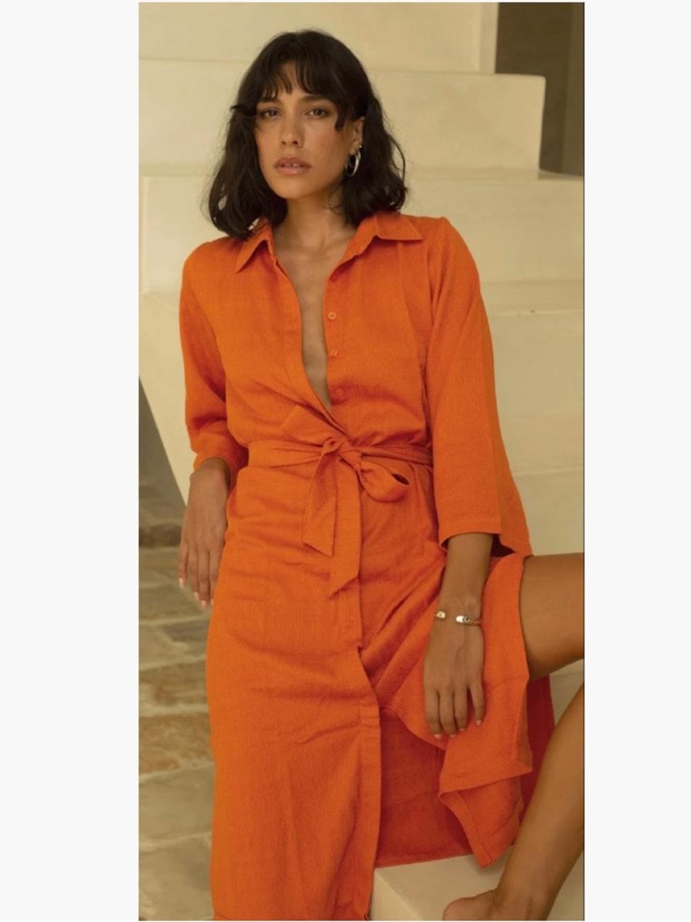 NWOT Rue Stiic Cotton/Linen Midi Shirt Dress